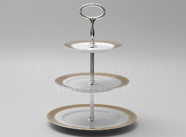Serving stand Wide platinum gold plated Opal