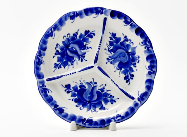 Compartmental dish Gzhel 