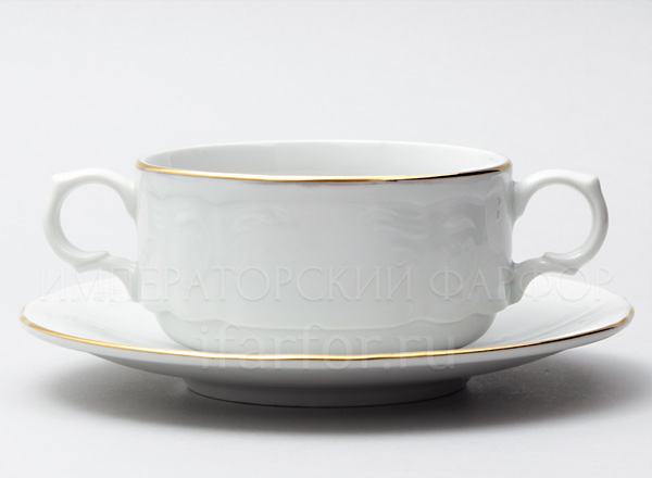 Cup and saucer for broth Bernadotte White Pattern Bernadotte
