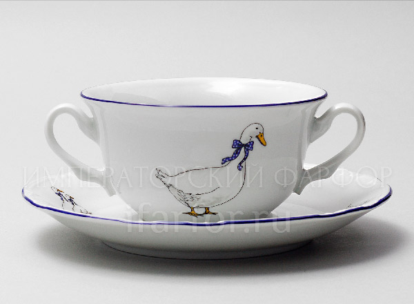 Чашка с блюдцем бульонная Гуси Констанция
