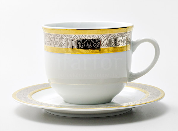 Cup and saucer tea Wide platinum gold plated Opal