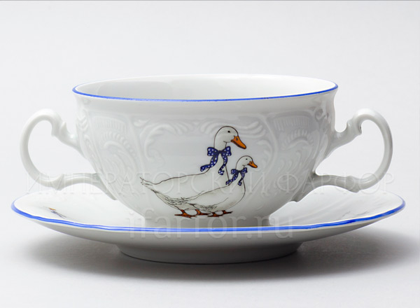 Чашка с блюдцем бульонная Гуси Бернадотт