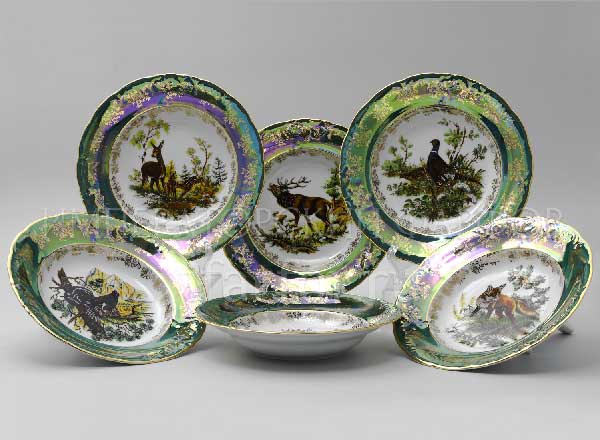Set of plates deep Hunting Green 6/6 Frederick