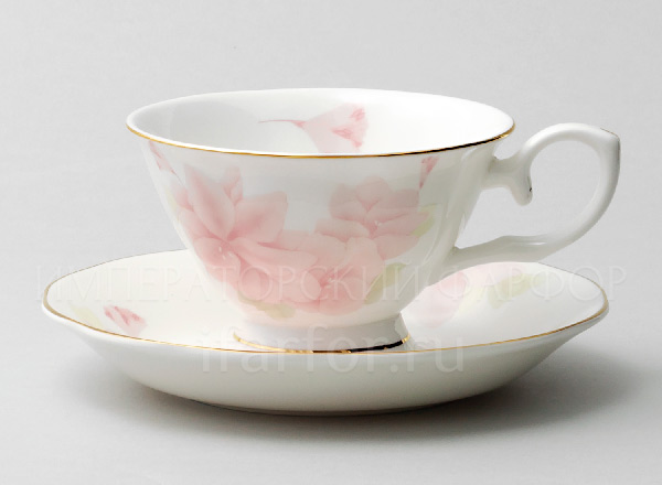 Cup and saucer tea Pink flowers Royal Classics