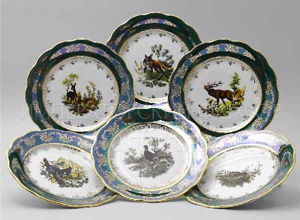 Set of plates Table Hunting Green 6/6 Crown