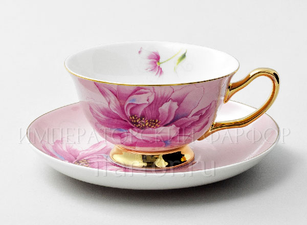 Чашка с блюдцем чайная Камелия Розовый Royal Classics