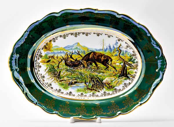 Dish/ platter oval Hunting Green Crown