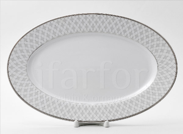 Dish/ platter oval Gray mesh Platinum Repast