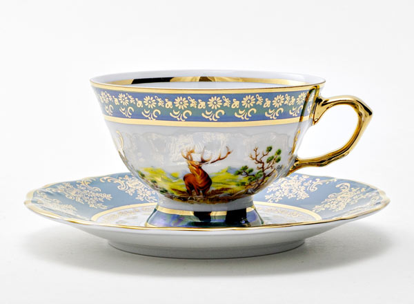 Чашка с блюдцем чайная Охота Зеленая Мария-Тереза