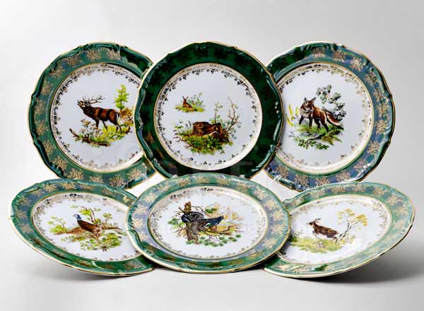 Set of plates Table Hunting Green 6/6 Maria Teresa