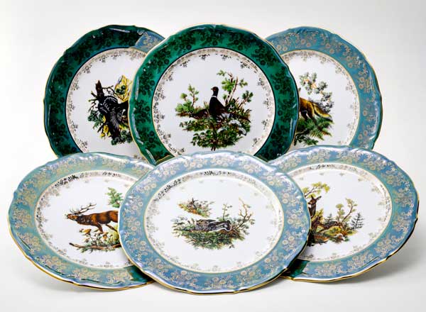 Set of plates Table Hunting Green 6/6 Maria Teresa