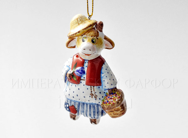 Christmas tree toy Bull with a basket Picture 13