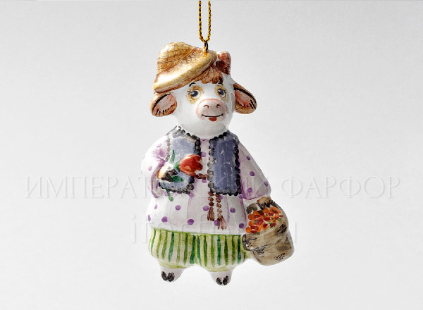 Christmas tree toy Bull with a basket Picture 16