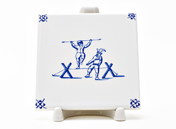 Tile Dutch Childrens games. Walking on a tightrope 