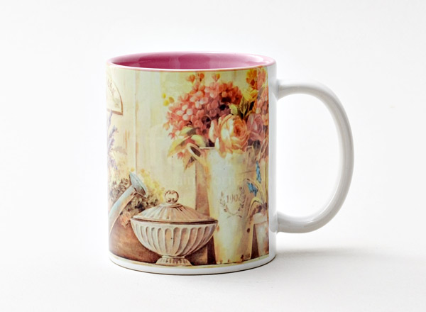 Mug Provence. Bouquets of flowers and watering can Standard