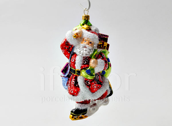 Елочная игрушка в подарочной коробке Дед Мороз на коньках