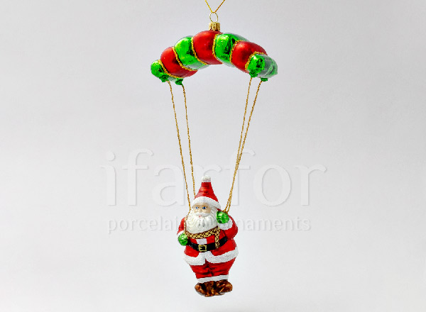 Christmas tree toy Santa Claus on a parachute