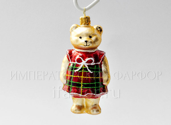 Елочная игрушка Маша в клетчатом платье