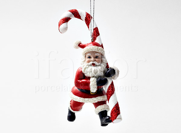 Елочная игрушка Дед Мороз с карамельной тростью 1