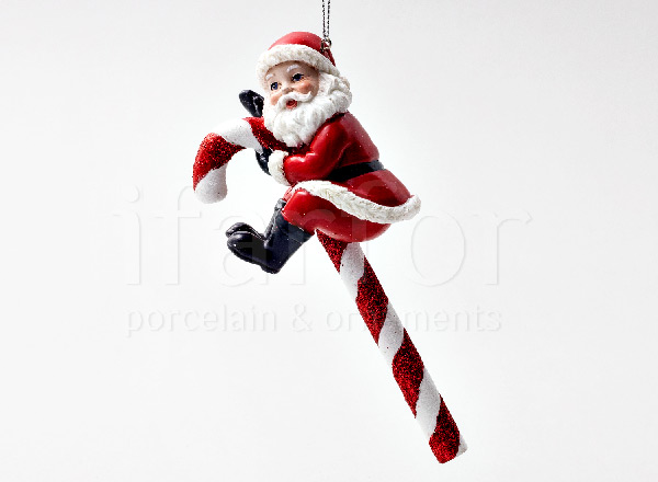 Елочная игрушка Дед Мороз с карамельной тростью 2