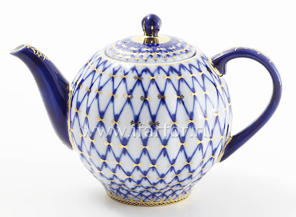 Teapot tea urn (diluting teapot) Cobalt net Tulip