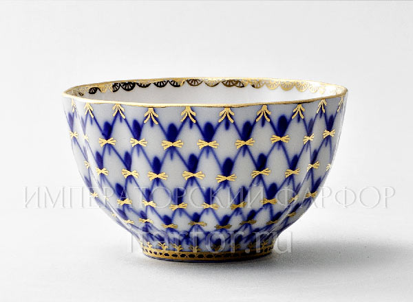 Tea bowl tea Cobalt net Tulip
