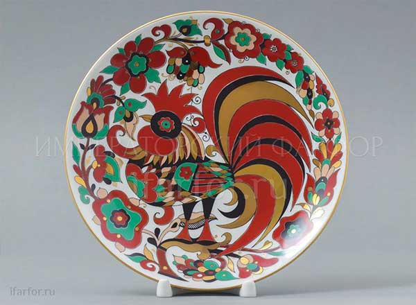 Plate decor. Cockerel