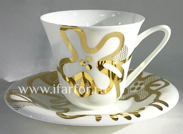 Cup and saucer tea Emilia. Gold Garden