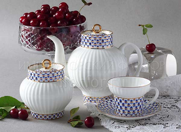 Сервиз чайный Кобальтовая сетка 6/14 Волна