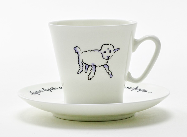 Чашка с блюдцем кофейная Удивленный Черный кофе