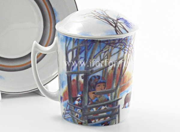 Бокал с блюдцем и крышкой Засидка Снежное утро