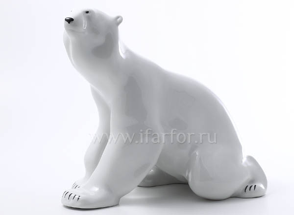 Sculpture Sitting bear (big size) White