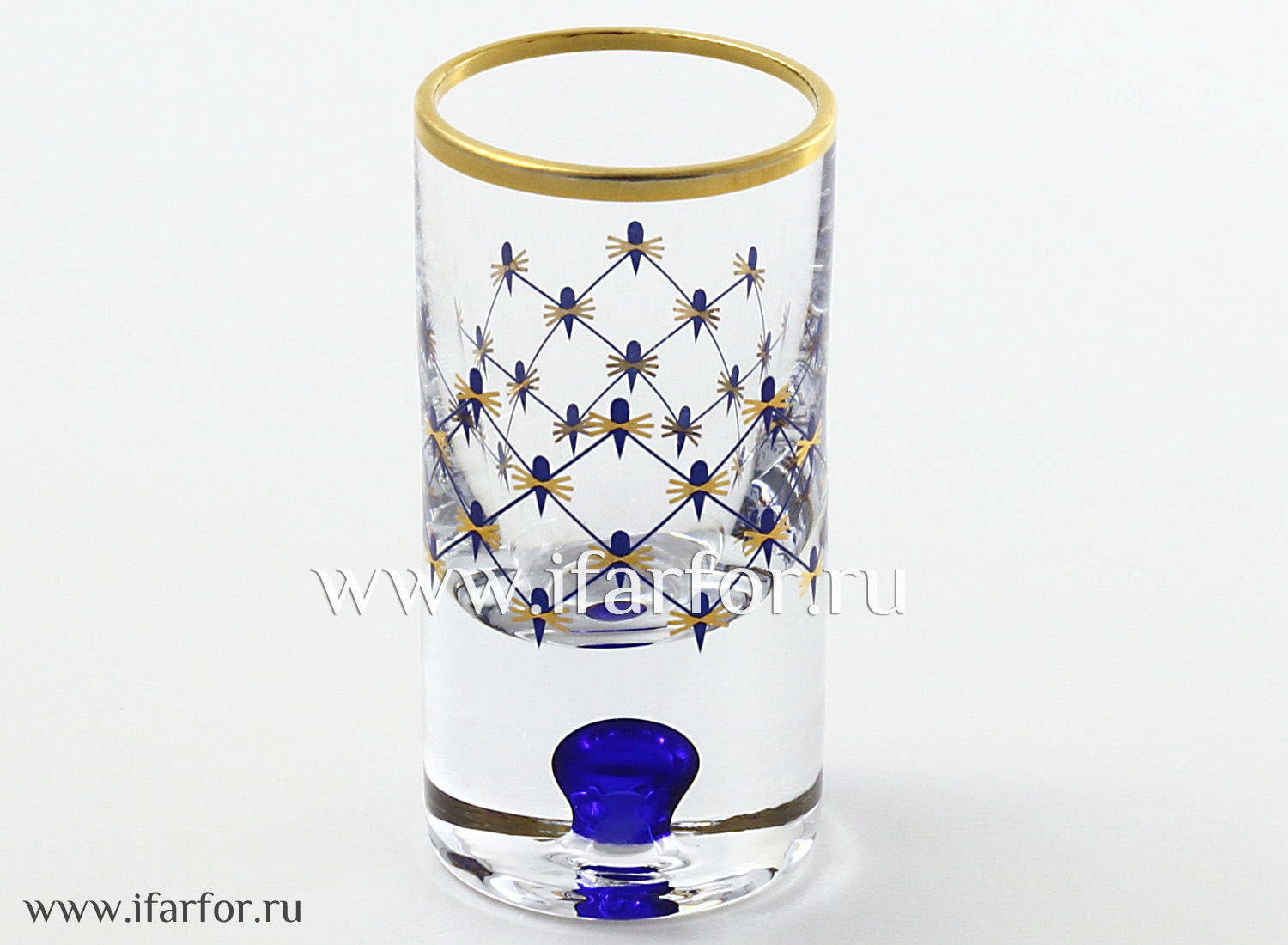 Стопка для водки «Кобальтовая сетка» 6/6 Форма: Европейская. Хрустальное стекло. 30 мл.