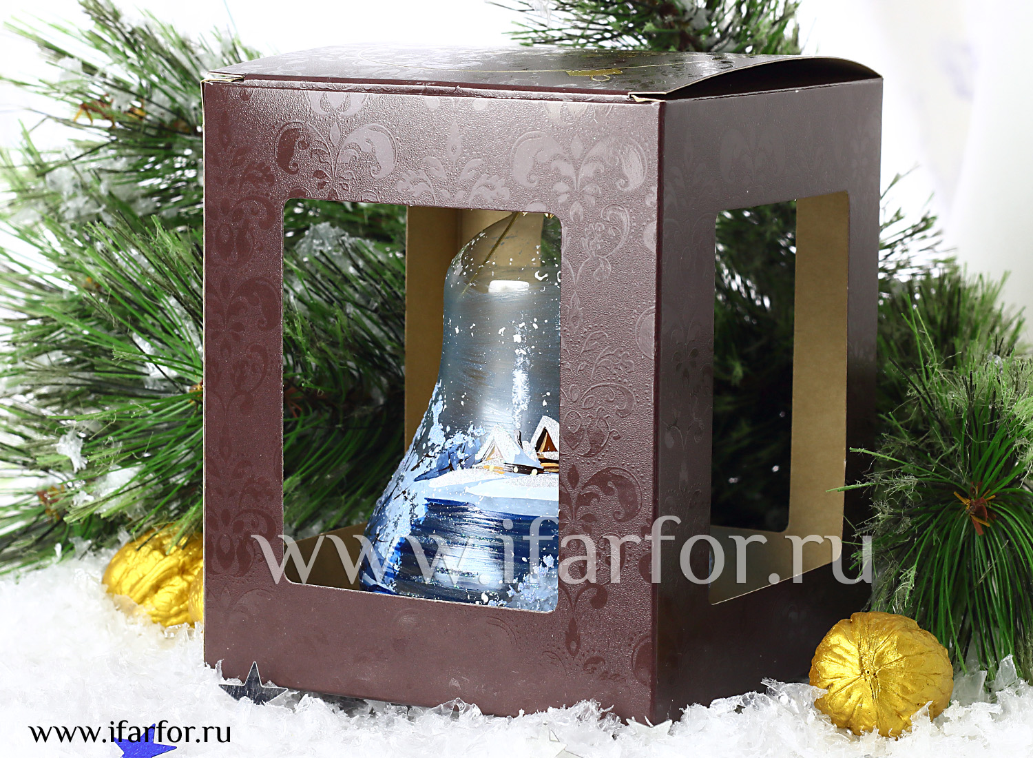 Елочная игрушка Ариэль Колокольчик Деревня у озера. Мостик