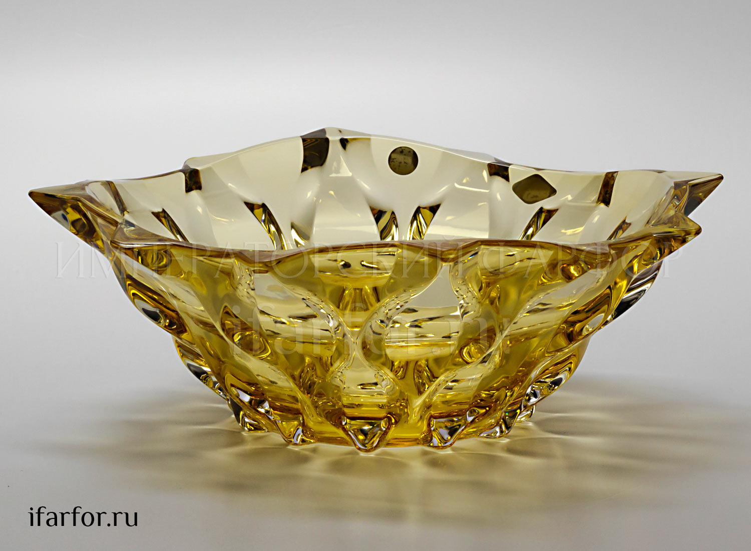 Ваза для фруктов «Золотистый» Форма: SAMBA BOHEMIA TREASURY. Хрустальное стекло. 300 мм.