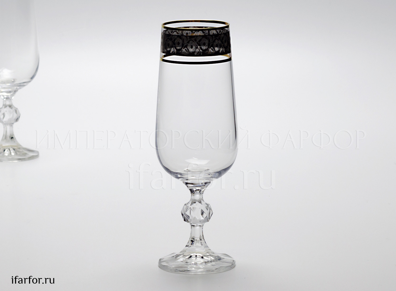Набор бокалов для шампанского «Цветочный орнамент» 6/6 Форма: Клаудиа STERNA. Хрустальное стекло. 200 мл.