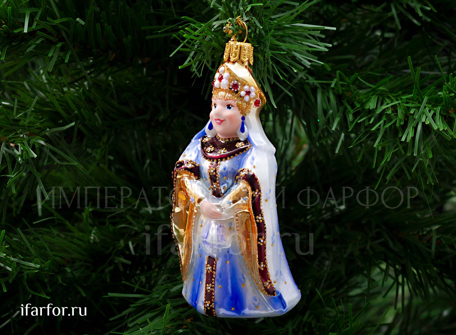 Елочная игрушка «Царица» Форма: Царица. Стекло. 130 мм.