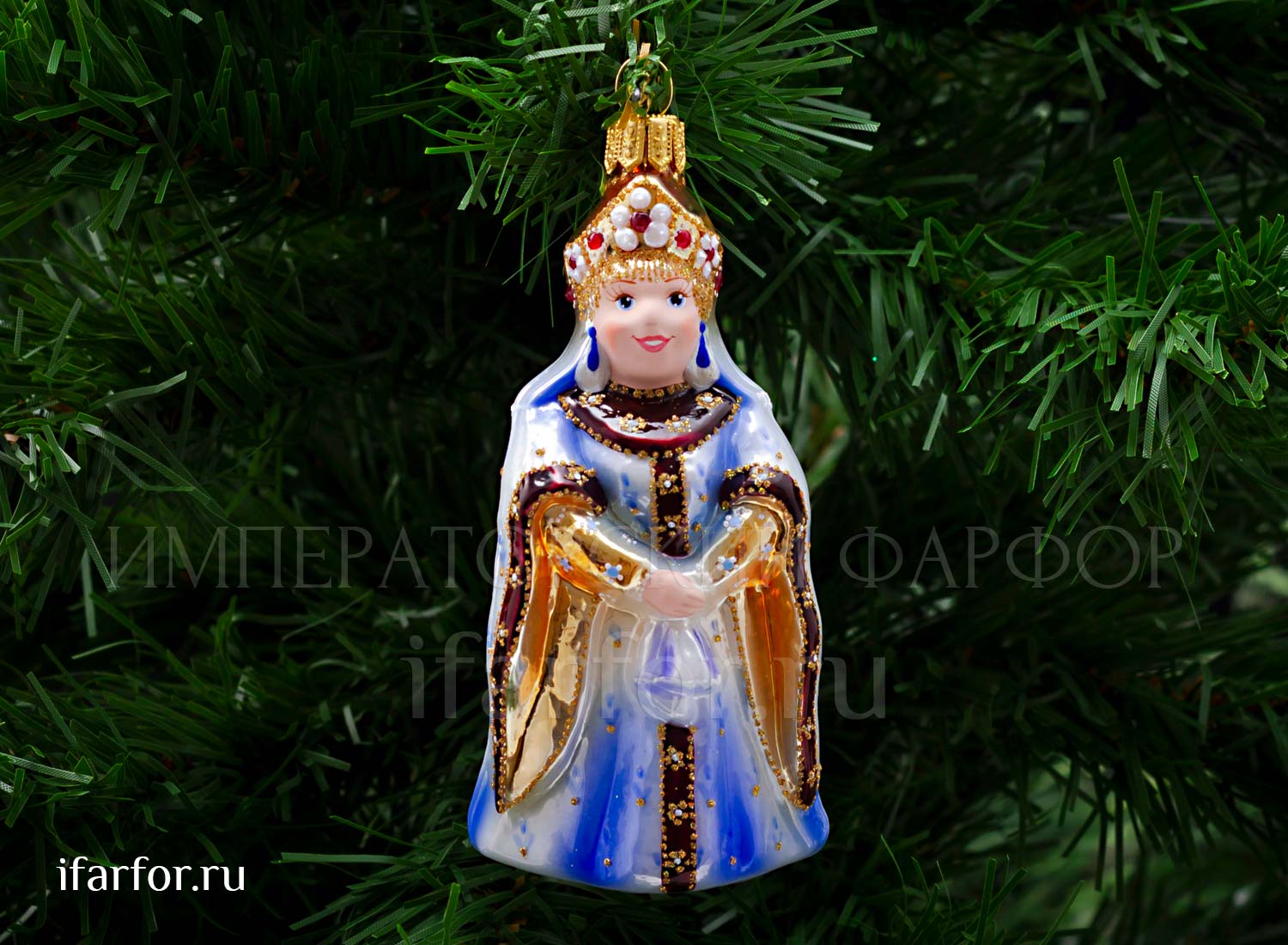 Елочная игрушка «Царица» Форма: Царица. Стекло. 130 мм.