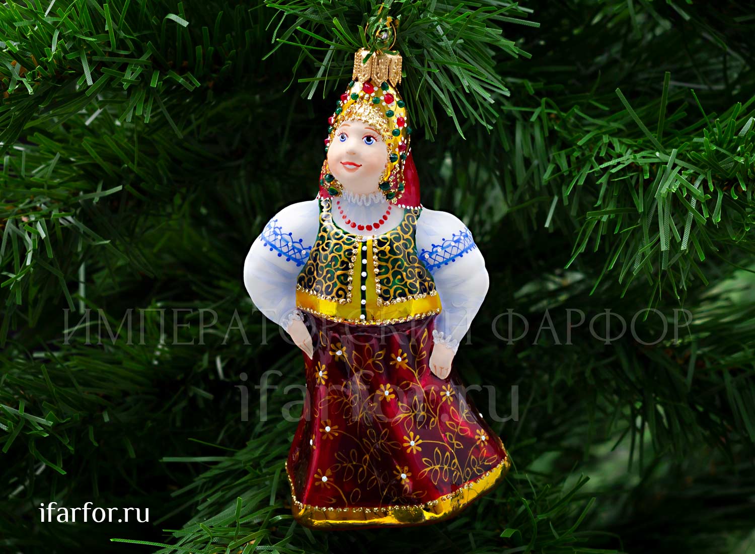 Елочная игрушка «Марья-царевна» Форма: Марья-царевна. Стекло. 130 мм.