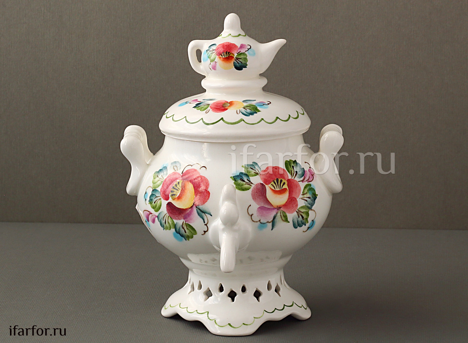 Чайница «Яблочный спас (цветы)» Керамика. 130 x 190 мм.