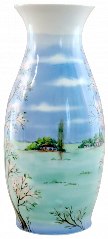 Ваза «Мелодия весны (пейзаж)» Керамика. 130 x 340 мм.