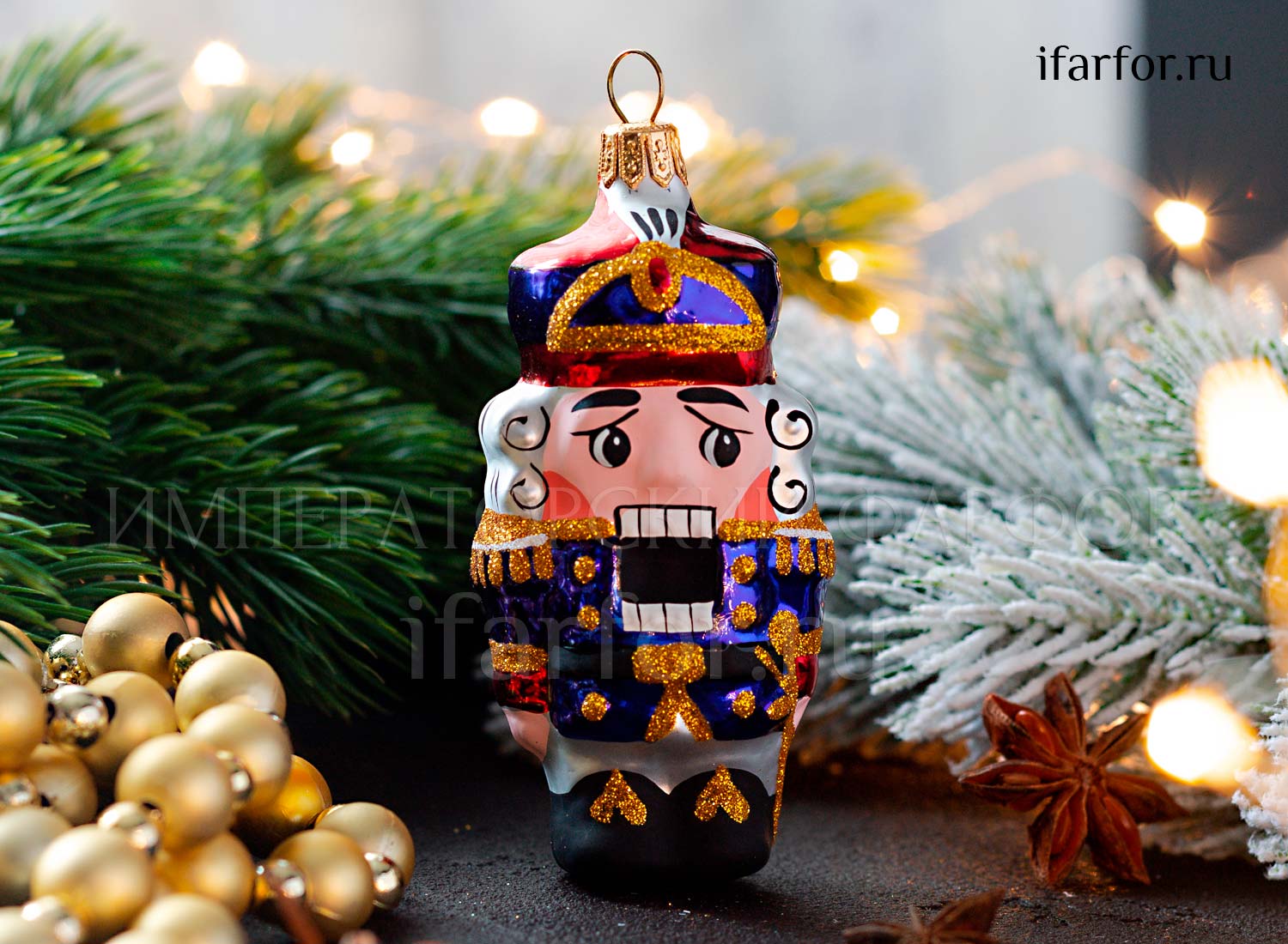 Елочная игрушка «Щелкунчик» Форма: Щелкунчик. Стекло. 105 мм.