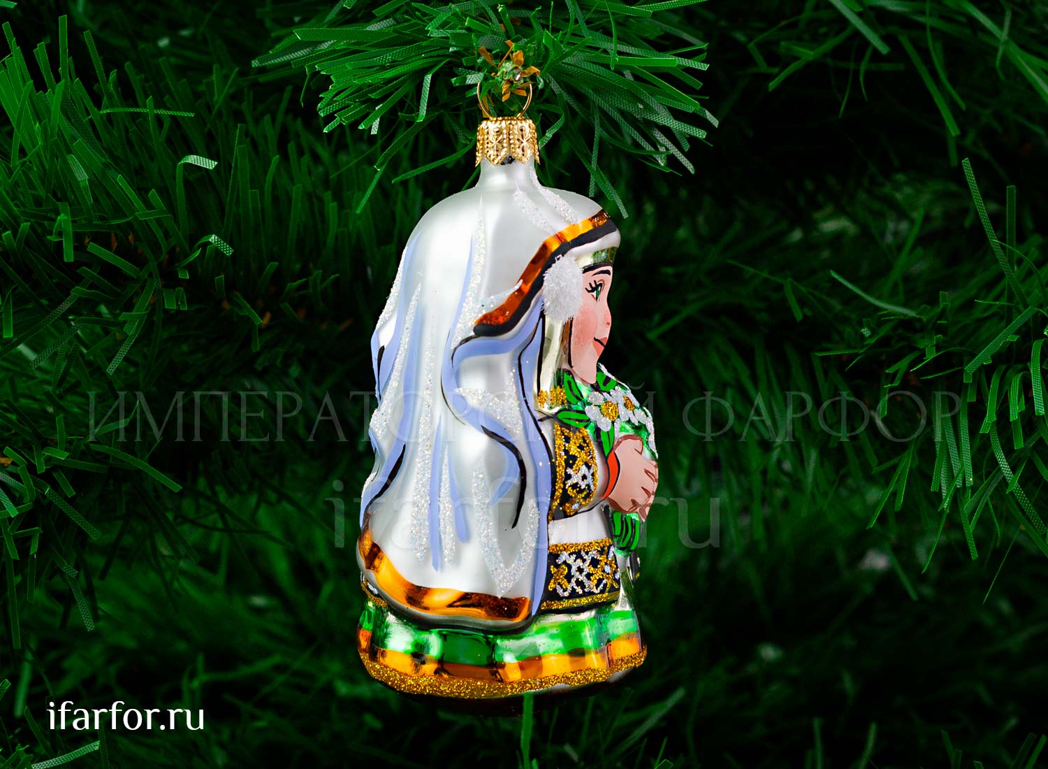 Елочная игрушка «Девочка Весна» Форма: Девочка Весна. Стекло. 95 мм.