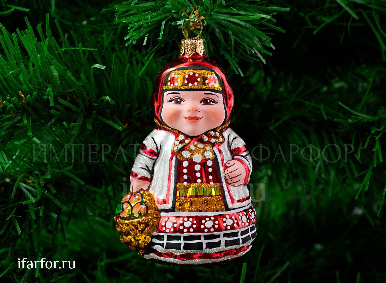 Елочная игрушка «Девочка Осень» Форма: Девочка Осень. Стекло. 95 мм.