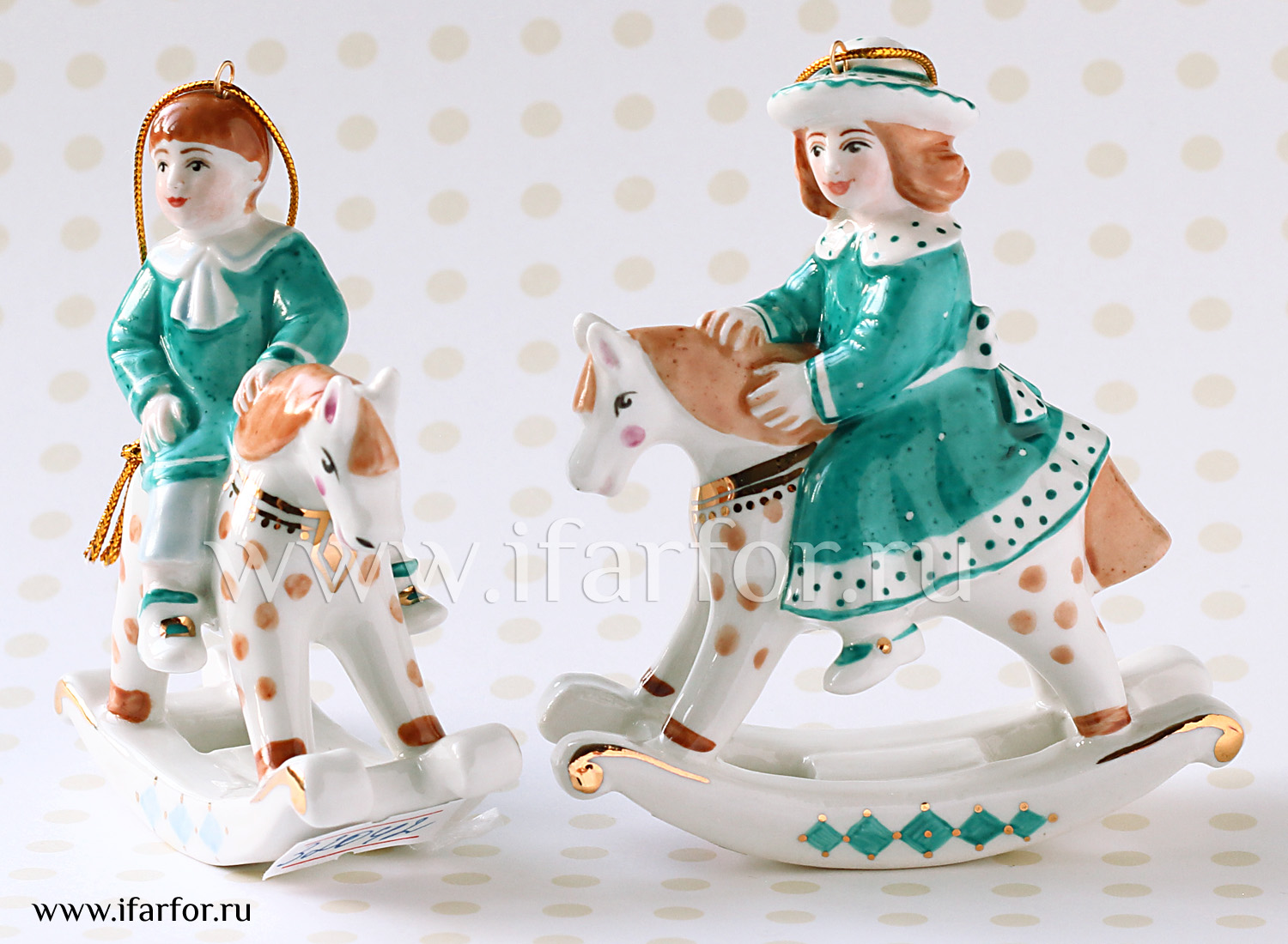 Елочная игрушка «Мальчик на лошадке» Форма: Мальчик на лошадке. Фарфор. 25 x 80 x 90 мм.