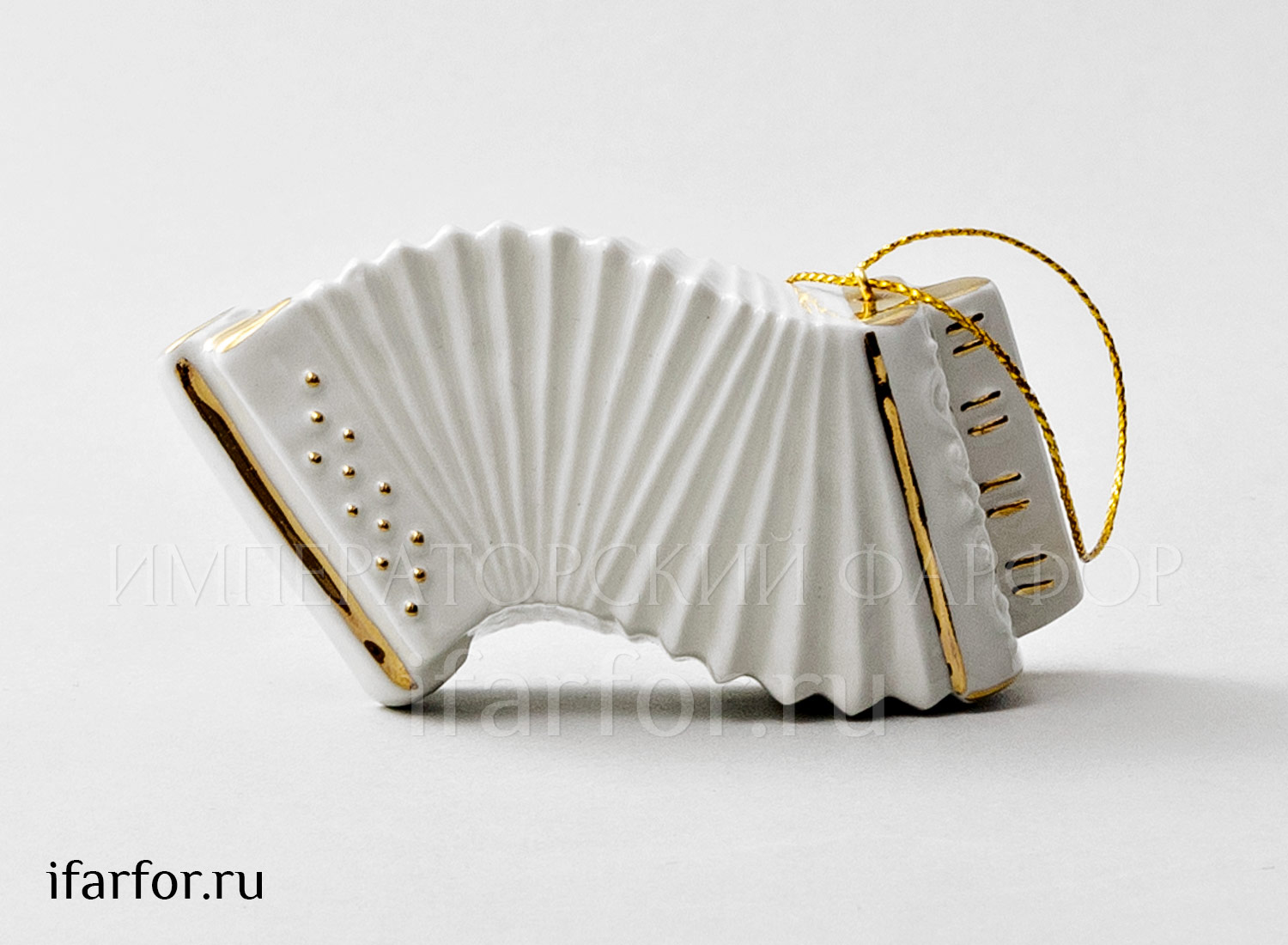 Елочная игрушка «Гармонь» Форма: Гармонь. Фарфор. 85 x 25 x 60 мм.