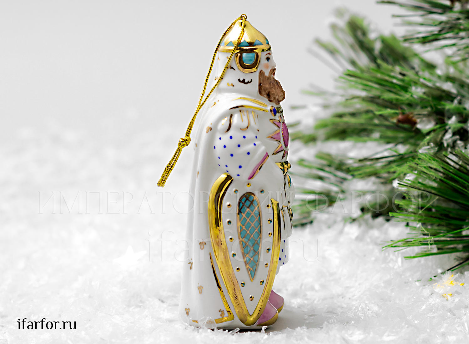 Елочная игрушка «Богатырь» Форма: Богатырь. Фарфор. 55 x 120 мм.