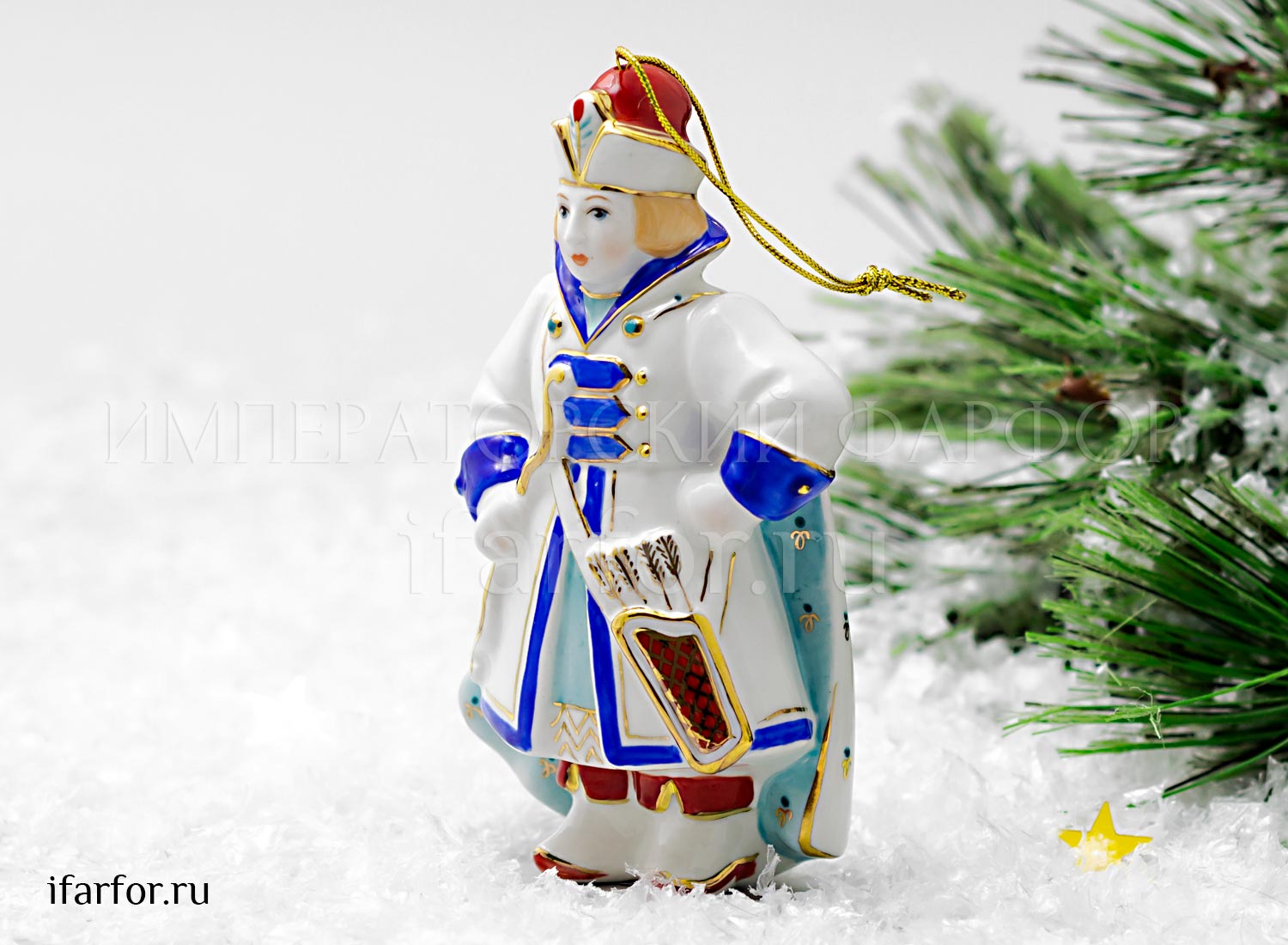 Елочная игрушка «Гвидон» Форма: Гвидон. Фарфор. 70 x 125 мм.
