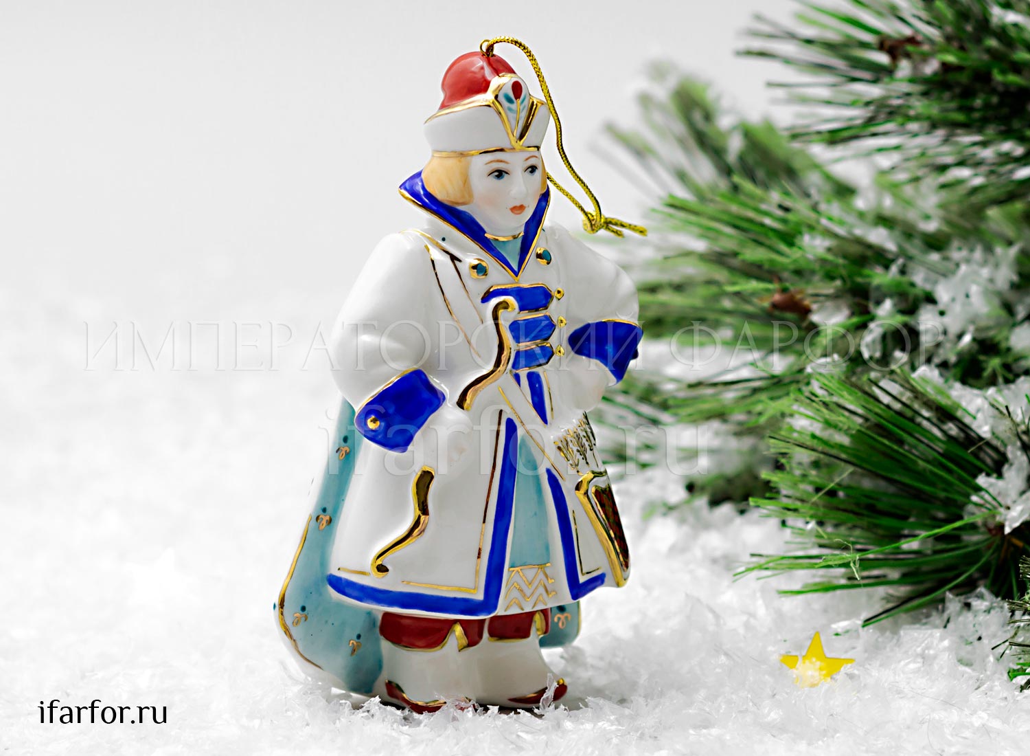 Елочная игрушка «Гвидон» Форма: Гвидон. Фарфор. 70 x 125 мм.