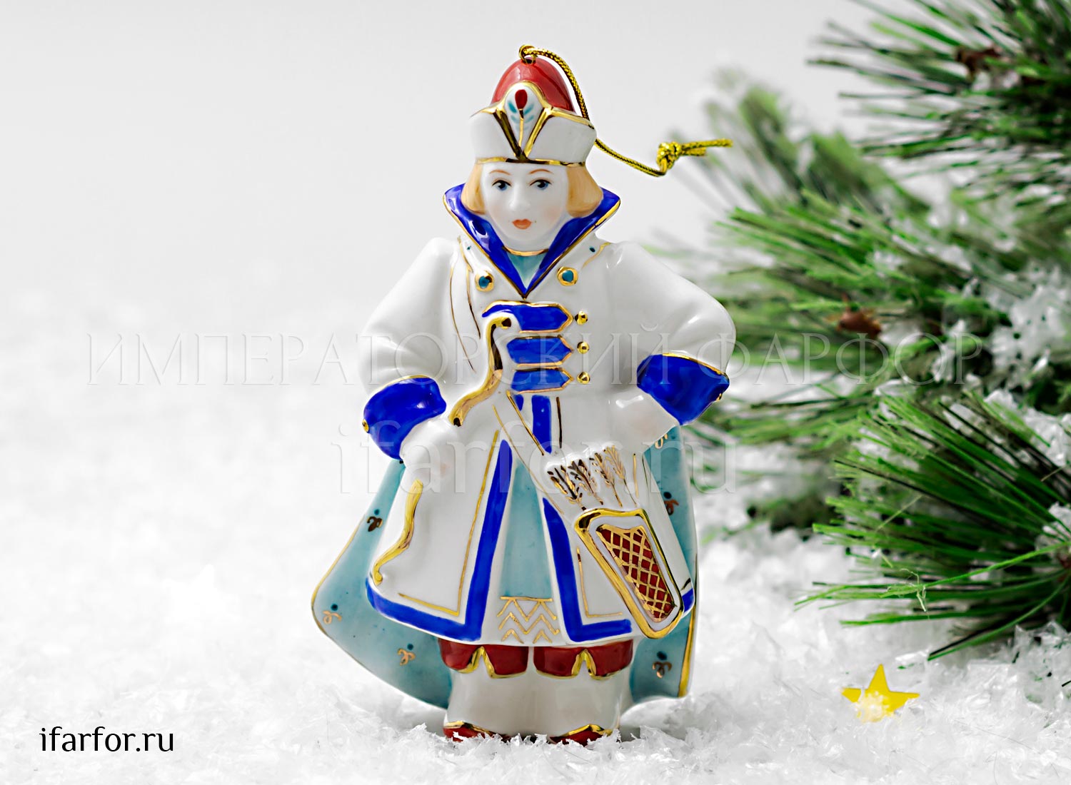 Елочная игрушка «Гвидон» Форма: Гвидон. Фарфор. 70 x 125 мм.